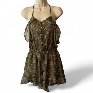 Floral Chiffon Romper, Women's Size S